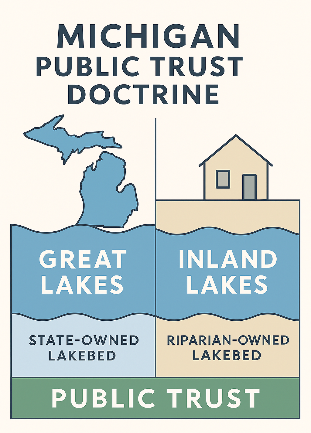 Inforgraphic Showing Differences Between Great Lakes and Inland Lakes Public Trust